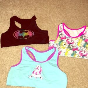 Three girls sports bras size 10/12